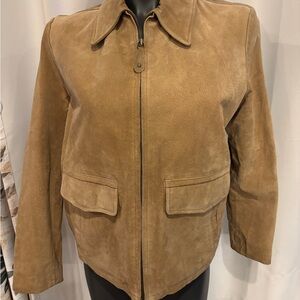 Women's Tan Suede Zip-Front Leather Jacket
